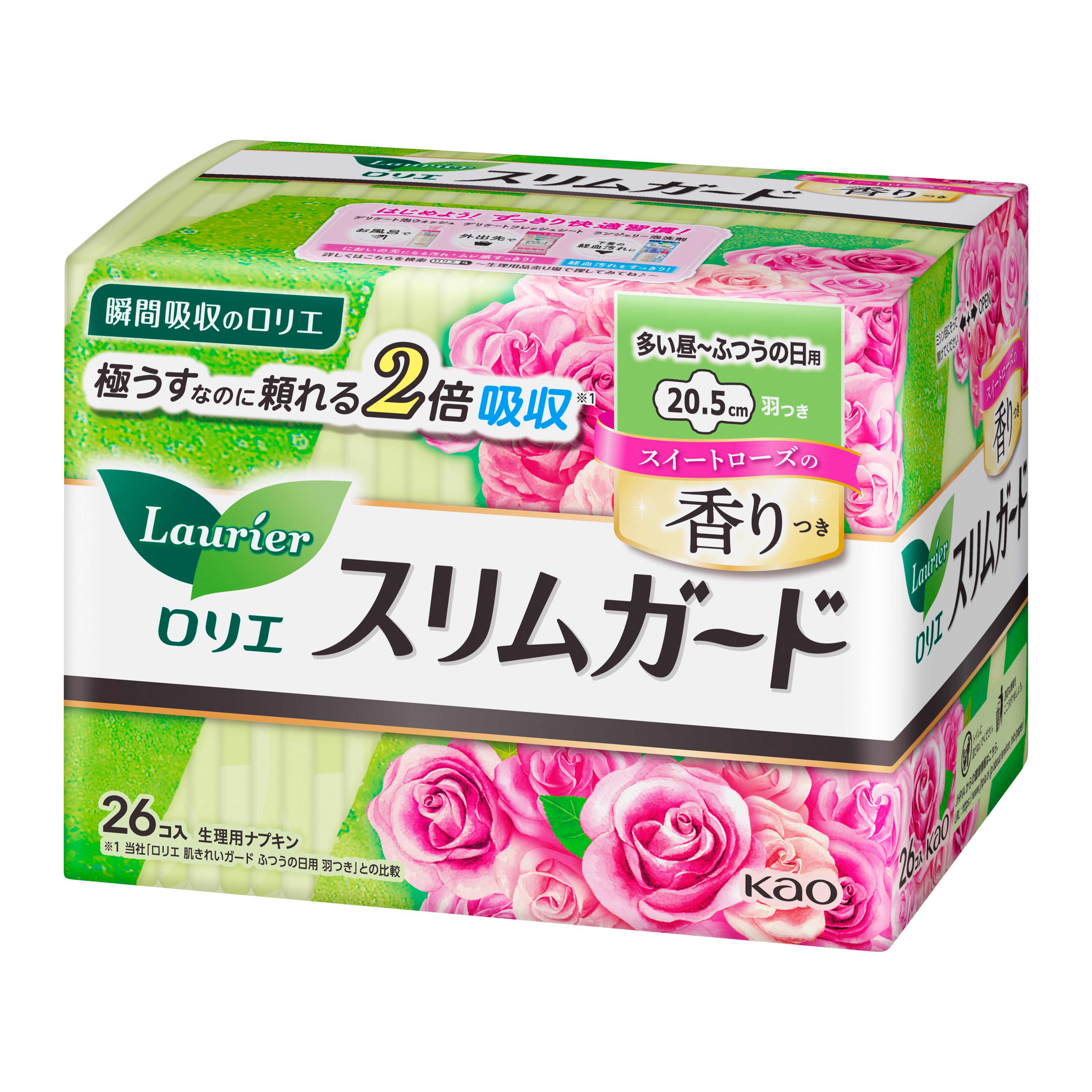 ロリエ スリムガード スイートローズの香り 多い昼～ふつうの日用羽つき ２６コ入 | 花王公式通販 【My Kao Mall】